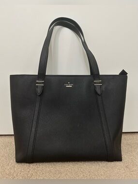 Kate sSpade Black Saffiano Leather Tote with Gold Logo